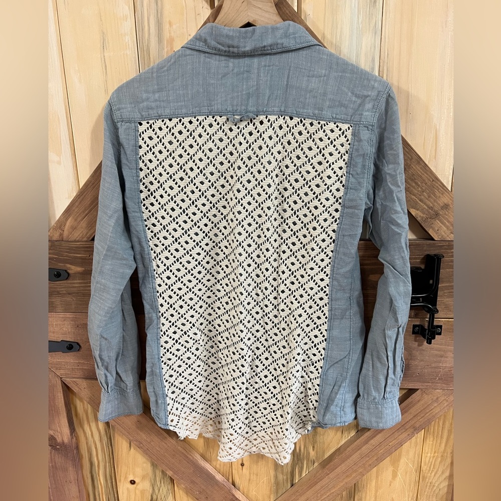 Free People Lace Back Button Down
